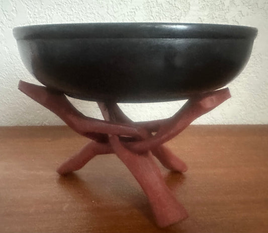 Scrying Bowl (black) with Wooden Stand