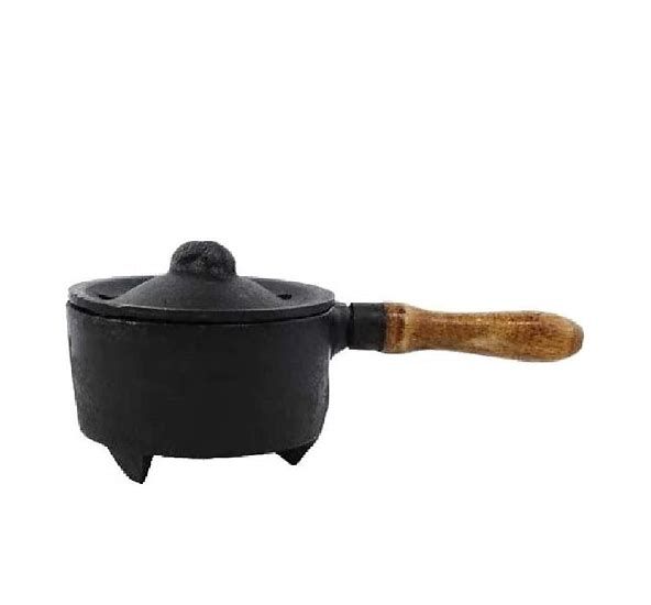 Cast Iron Censer/Cauldron with Wood Handle