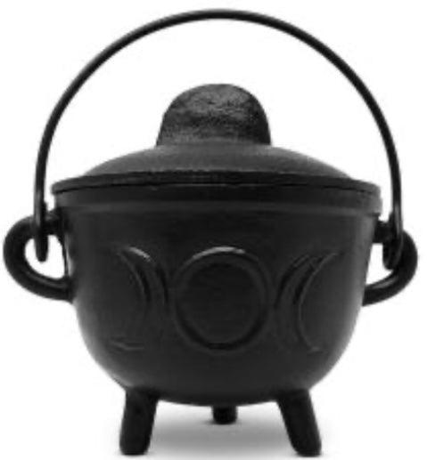 Cast Iron Caldron with Triple Moon Design